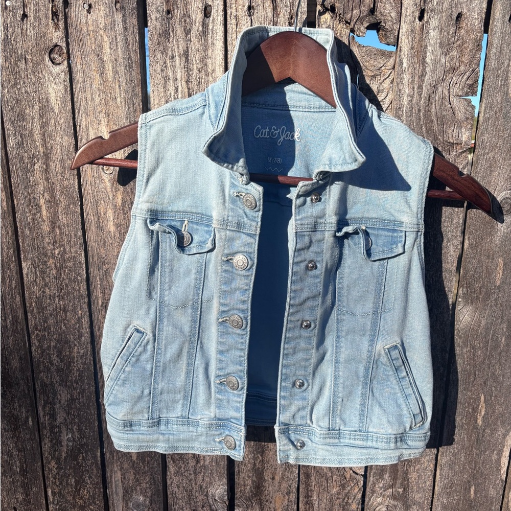 Cat &‎ Jack Light Blue Denim Vest with Pockets